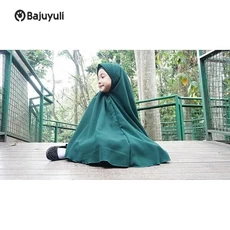 Gamis Anak Warna Hijau Botol Niqab Umur 12 Tahun