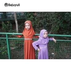 Gamis Anak Warna Navy Niqab Umur 10 Tahun