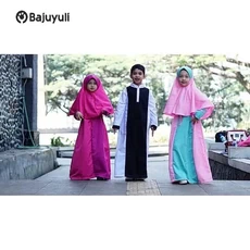 Gamis Anak Hijau Botol Polos Umur 13 Tahun