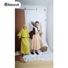 Gamis Anak Hijau Botol Seragam Tanggung