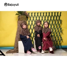 Gamis Anak Warna Hijau Botol Syari Umur 9 Tahun