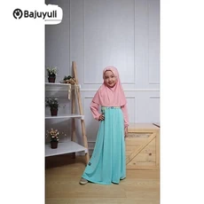 Gamis Anak Warna Hijau Botol SD Anak Tanggung