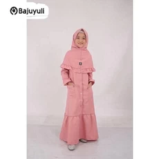 Gamis Anak Bahan Moscrepe Warna Putih Umur 9 Tahun