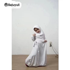 Gamis Anak Bahan Moscrepe Warna Putih Grosir