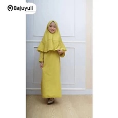 Gamis Anak Warna Navy Niqab Umur 11 Tahun