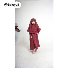 Jilbab Anak Syari Warna Hitam Umur 8 Tahun