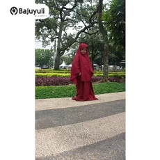 Gamis Anak Hijau Botol Niqab Umur 8 Tahun