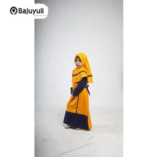 Gamis Anak Kombinasi 2 Warna Syari Umur 10 Tahun