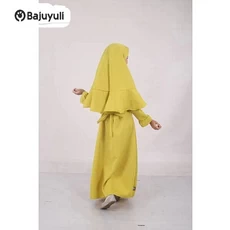 Gamis Anak Warna Hijau Botol Niqab Dropship