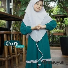 Gamis Anak Hijau Botol Niqab Dropship