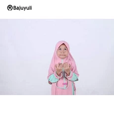 Gamis Anak Hijau Botol Niqab Umur 9 Tahun