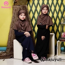 Gamis Anak Kombinasi Kotak Warna Putih Terbaru 2023