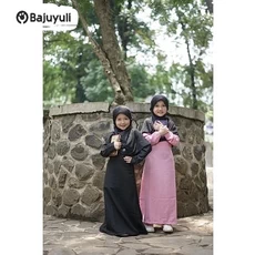 Gamis Anak Warna Hijau Botol SMP Umur 9 Tahun