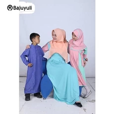 Gamis Anak Putih Warna Hitam Umur 8 Tahun