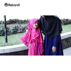 Gamis Anak Warna Hijau Botol Niqab Umur 13 Tahun