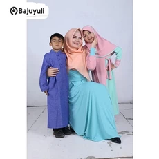 Gamis Anak Kombinasi Kotak Warna Putih Umur 5 Tahun