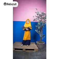 Gamis Anak Hijau Botol Niqab Umur 12 Tahun