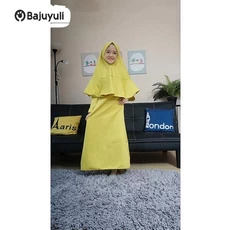 Gamis Anak Kombinasi Kotak Polos Ecer