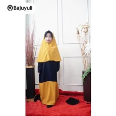 Gamis Anak Warna Hijau Botol Warna Hitam Tanggung