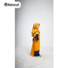 Gamis Anak Kombinasi Kotak Santri Umur 10 Tahun