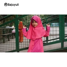 Gamis Anak Warna Hijau Botol Warna Putih ABG