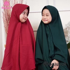 Gamis Anak Warna Hijau Botol Niqab Umur 9 Tahun