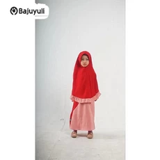 Gamis Anak Hijau Botol Syari Umur 8 Tahun