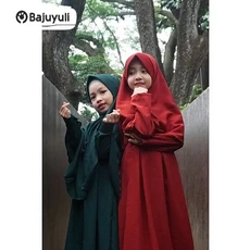 Gamis Anak Hijau Botol Warna Hitam Umur 7 Tahun