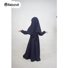 Gamis Anak Warna Hijau Botol Niqab Umur 5 Tahun