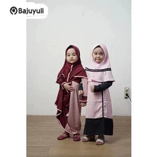 Gamis Anak Hijau Botol Warna Hitam Reseller