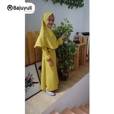 Gamis Anak Warna Hijau Botol Niqab Umur 9 Tahun