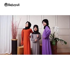 Gamis Anak Hijau Botol Warna Putih Umur 7 Tahun