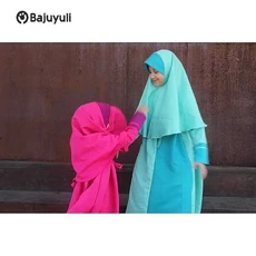 Gamis Anak Kombinasi Kotak Warna Hitam Umur 6 Tahun