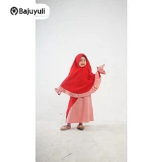 Gamis Anak Warna Hijau Botol Warna Putih Umur 12 Tahun