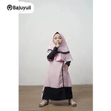 Gamis Hitam Anak Perempuan Polos Umur 8 Tahun