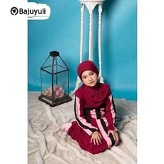 Gamis Anak Warna Navy Santri Umur 5 Tahun