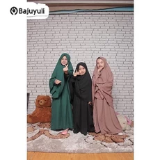 Gamis Anak Hijau Botol Warna Putih Terbaru 2023