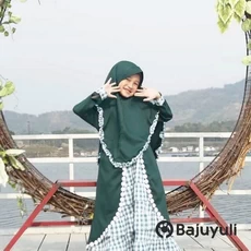 Gamis Anak Warna Hijau Botol SMP Umur 7 Tahun