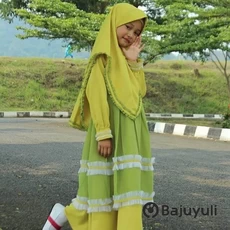 Gamis Anak Warna Navy Niqab Umur 8 Tahun