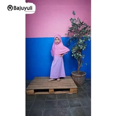 Gamis Anak Kombinasi 2 Warna Warna Putih Umur 6 Tahun