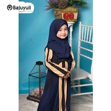 Gamis Anak Warna Hijau Botol Warna Hitam Dropship