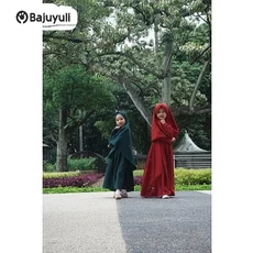 Gamis Anak Warna Hijau Botol Niqab Umur 10 Tahun