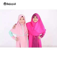 Gamis Anak Hijau Botol Warna Hitam Umur 13 Tahun