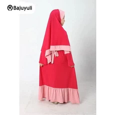 Gamis Anak Warna Hijau Botol Warna Putih Umur 6 Tahun