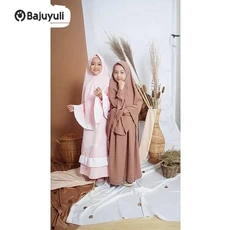 Gamis Anak Hijau Botol Warna Putih Umur 9 Tahun