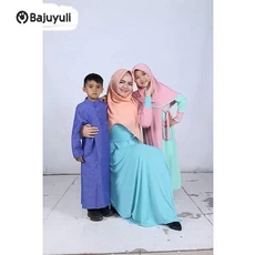 Gamis Anak Hijau Botol Syari Tanggung