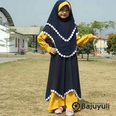 Gamis Anak Polos Niqab Umur 12 Tahun