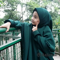 Gamis Anak Kombinasi Kotak Santri Umur 7 Tahun