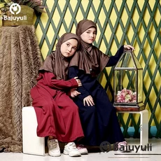 Gamis Anak Warna Hijau Botol Warna Hitam Umur 9 Tahun