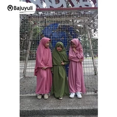 Gamis Anak Warna Putih Niqab Umur 6 Tahun